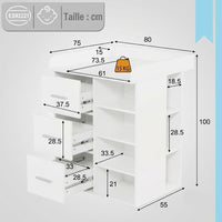 Commode table à langer blanche avec 3 tiroirs et étagères | Langéo