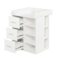Commode table à langer blanche avec 3 tiroirs et étagères | Langéo