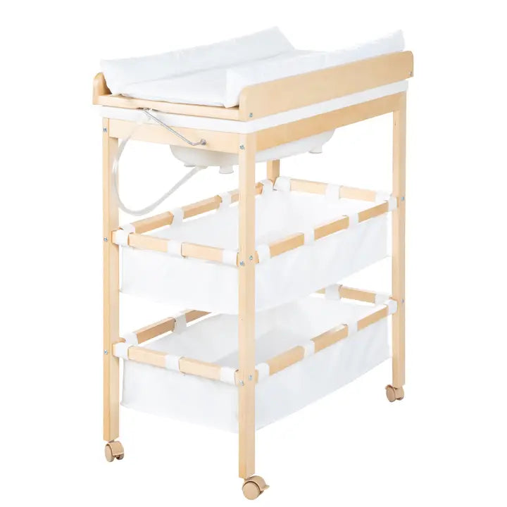 Table à langer baignoire en bois naturel | Langéo