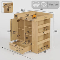 Commode table à langer en bois naturel avec armoire | Langéo