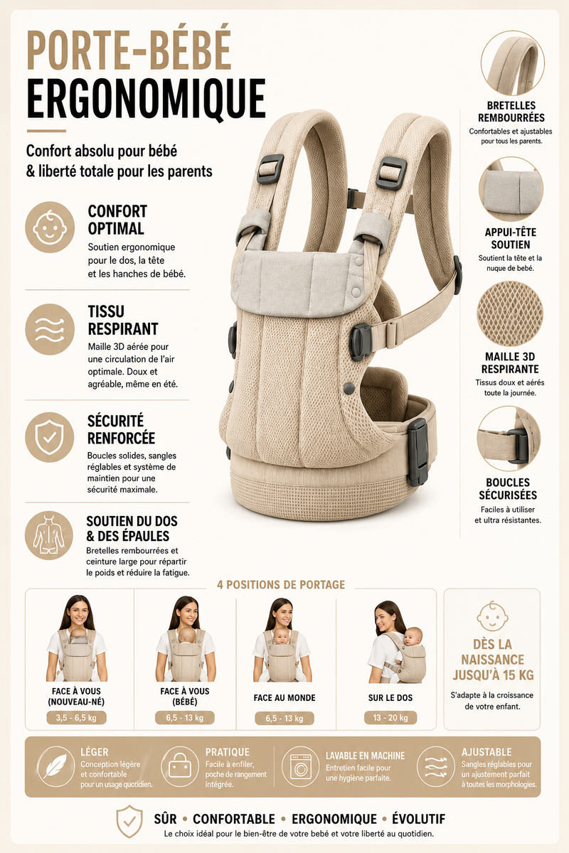 Porte-bébé physiologique Langéo, finitions