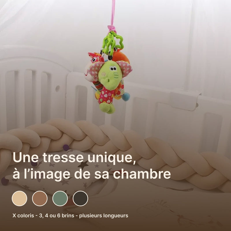 Tour de lit tressé molletonné Langéo, pose et retrait sans outil