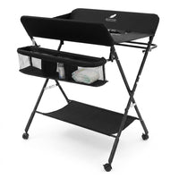 Table à langer pliable noire sur roulettes | Langéo
