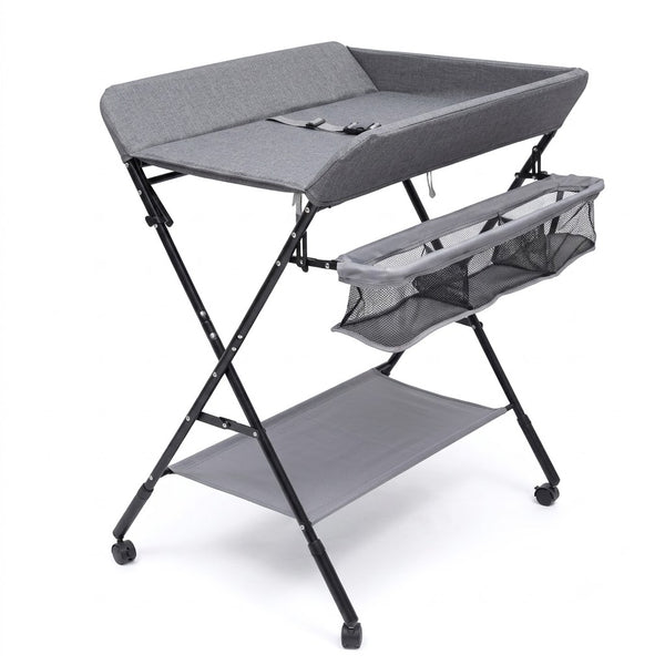 Table à langer pliable réglable en hauteur, grise | Langéo