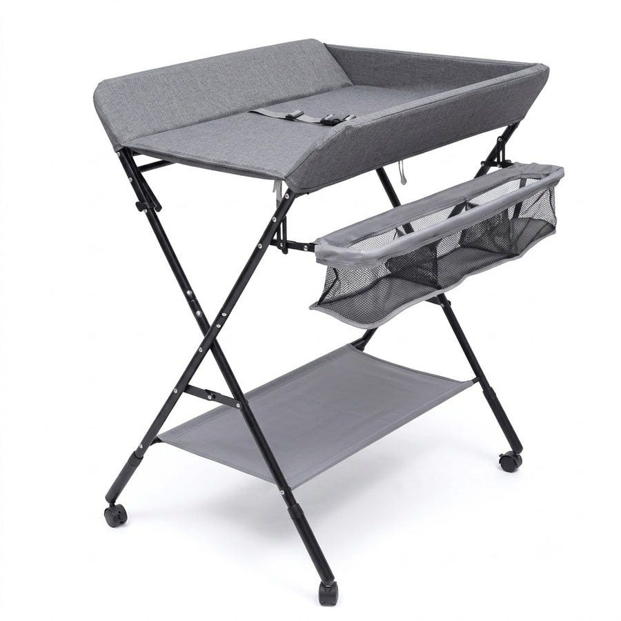 Table à langer pliable réglable en hauteur, grise | Langéo