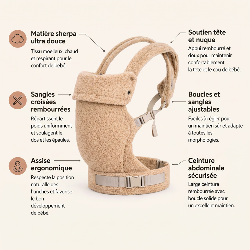 Sangles ajustables du porte-bébé physiologique beige Langéo
