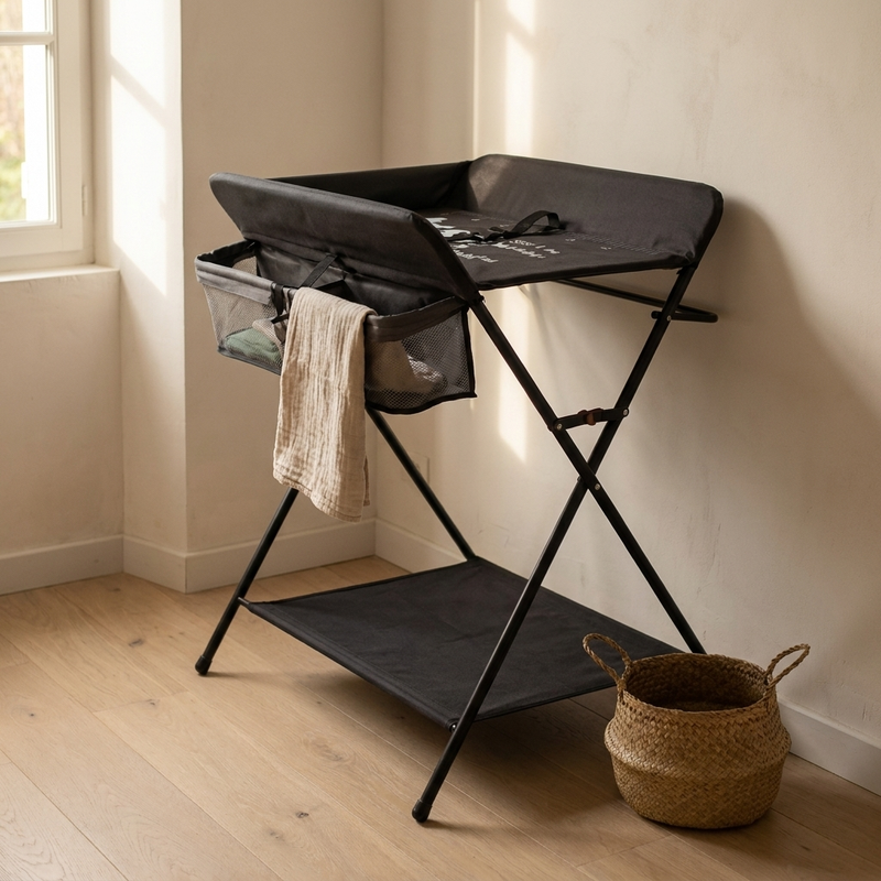 Table à langer pliable Langéo repliée pour le rangement