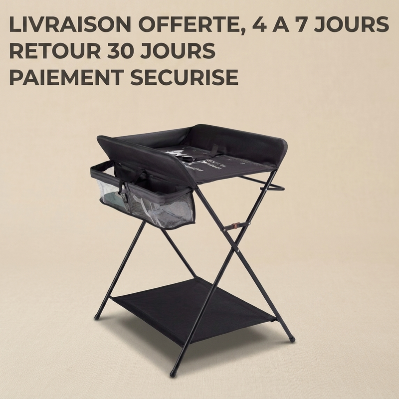 Table à langer pliable Langéo, structure légère et compacte
