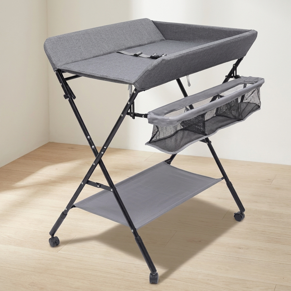 Table à langer pliable grise Langéo, réglable en hauteur