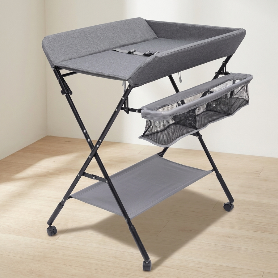 Table à langer pliable grise Langéo, réglable en hauteur
