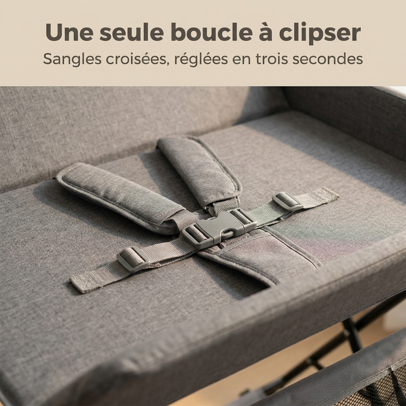 Table à langer grise Langéo sur quatre roulettes à freins