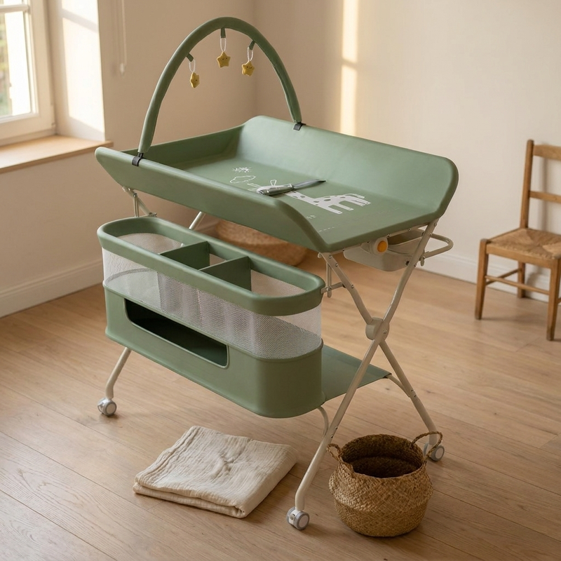 Barre à vêtements et étagère inférieure de la table à langer Langéo