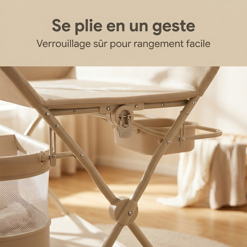 Table à langer Langéo avec panier de rangement à trois compartiments