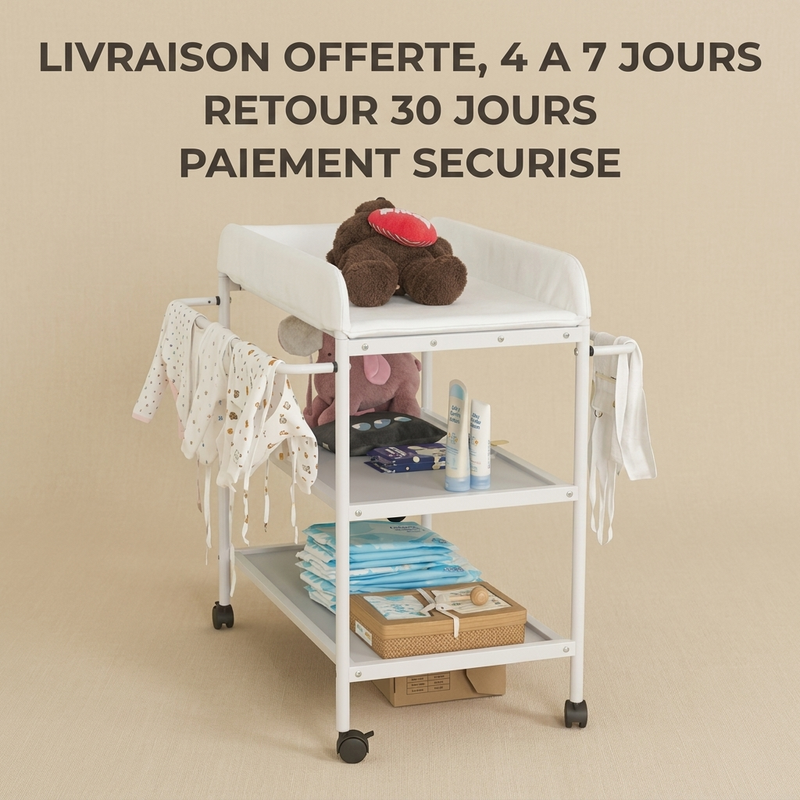 Table à langer blanche Langéo à hauteur étudiée pour le dos