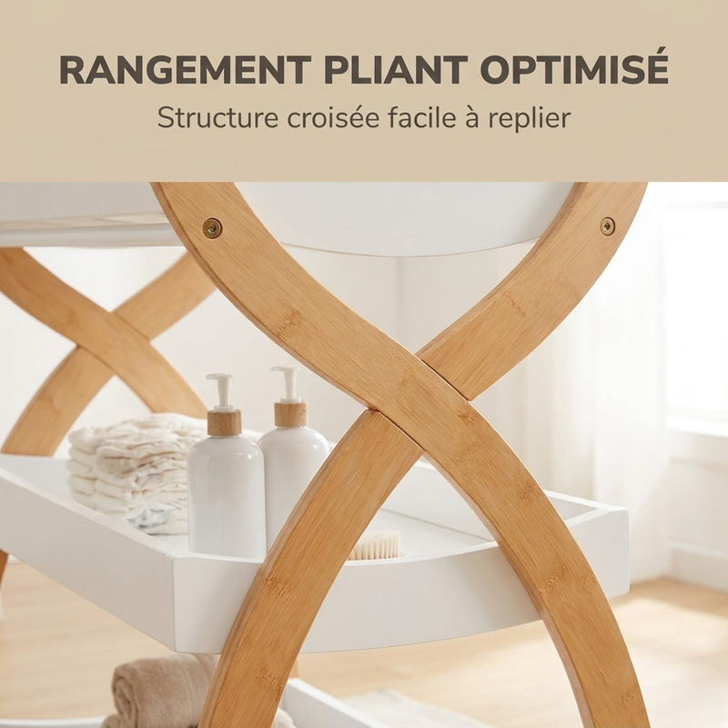 Deux plateaux de rangement de la table à langer en bois Langéo