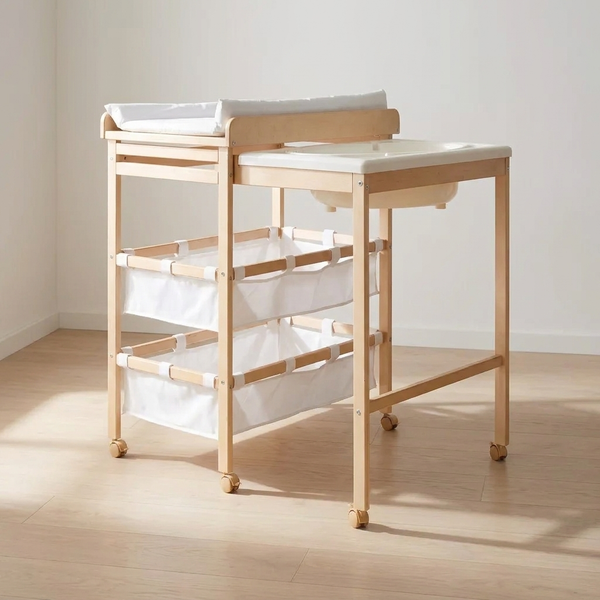 Table à langer baignoire en bois Langéo avec plan extensible
