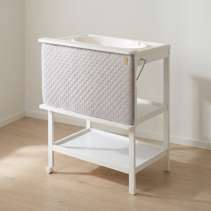 Table à langer baignoire blanche Langéo en bois laqué