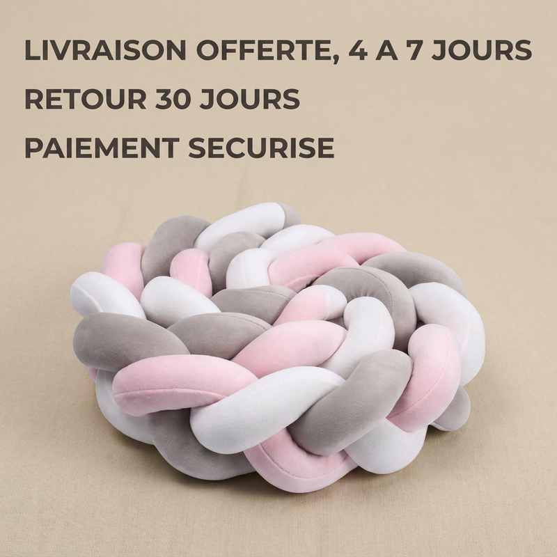 Tour de lit tressé Langéo, quatre longueurs disponibles