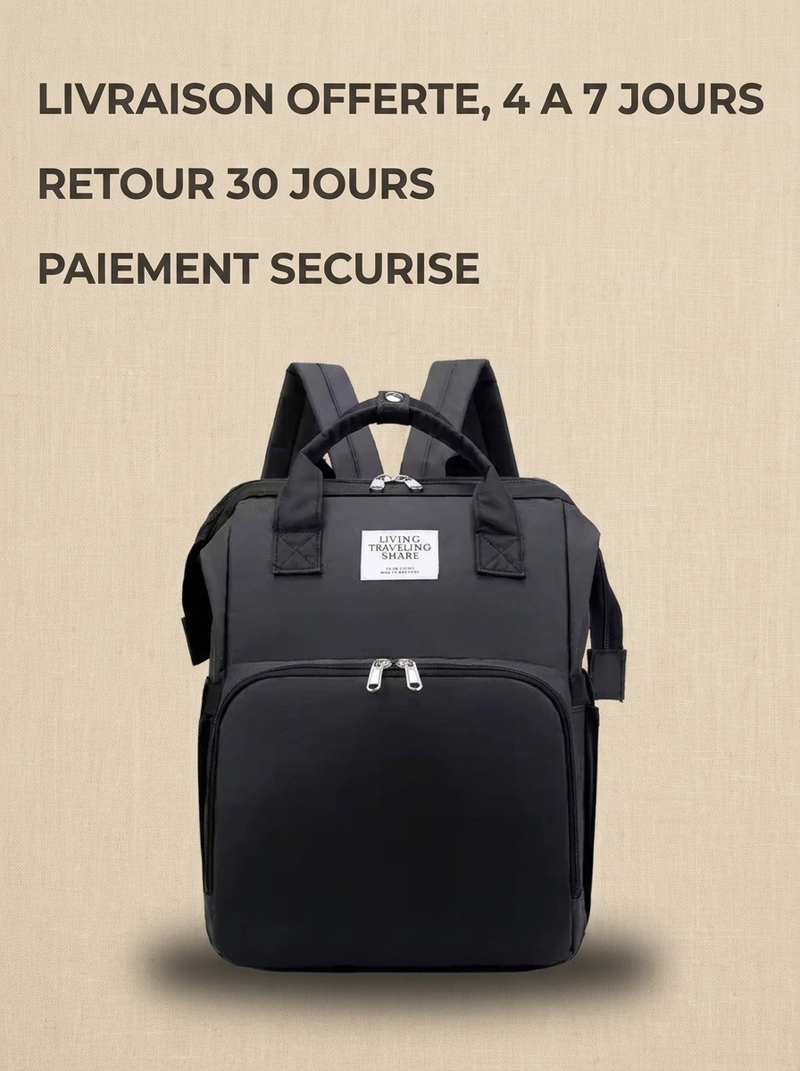 Sac à langer Langéo porté sur le dos