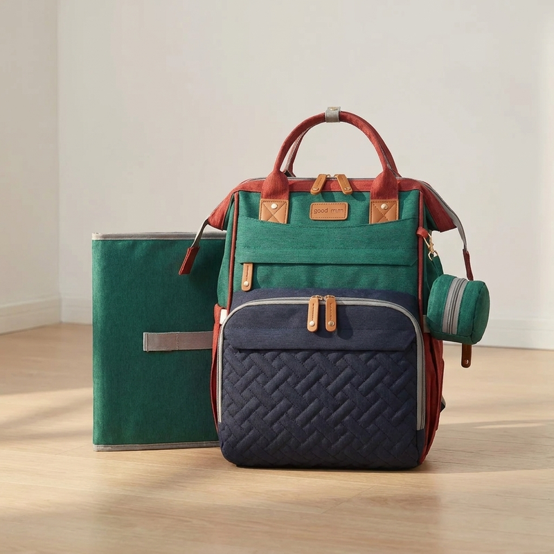 Sac à langer Langéo porté sur le dos