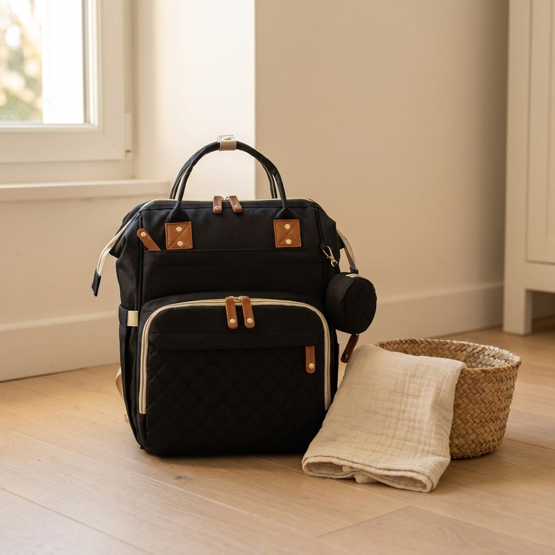 Sac à langer Langéo accroché à la poussette