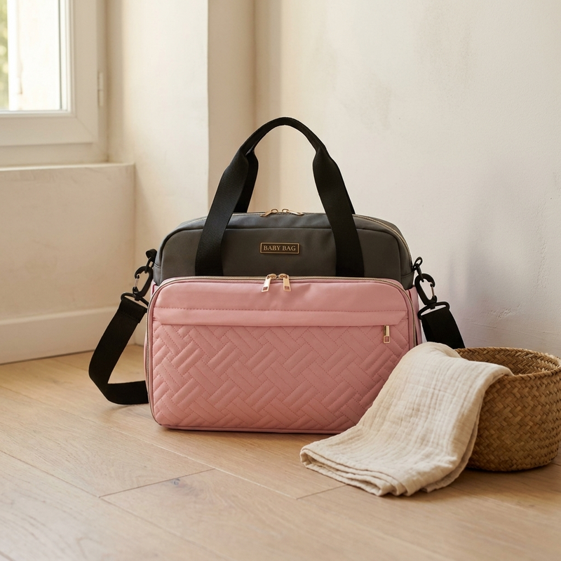 Sac à langer bandoulière Langéo, rangement des biberons