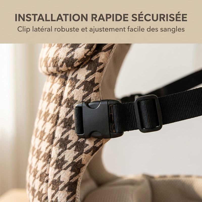 Ceinture ajustable du porte-bébé Langéo, poids reporté sur le bassin