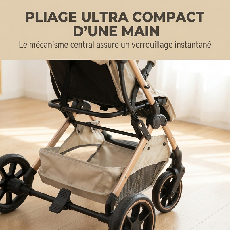 Pliage à une main de la poussette légère Langéo