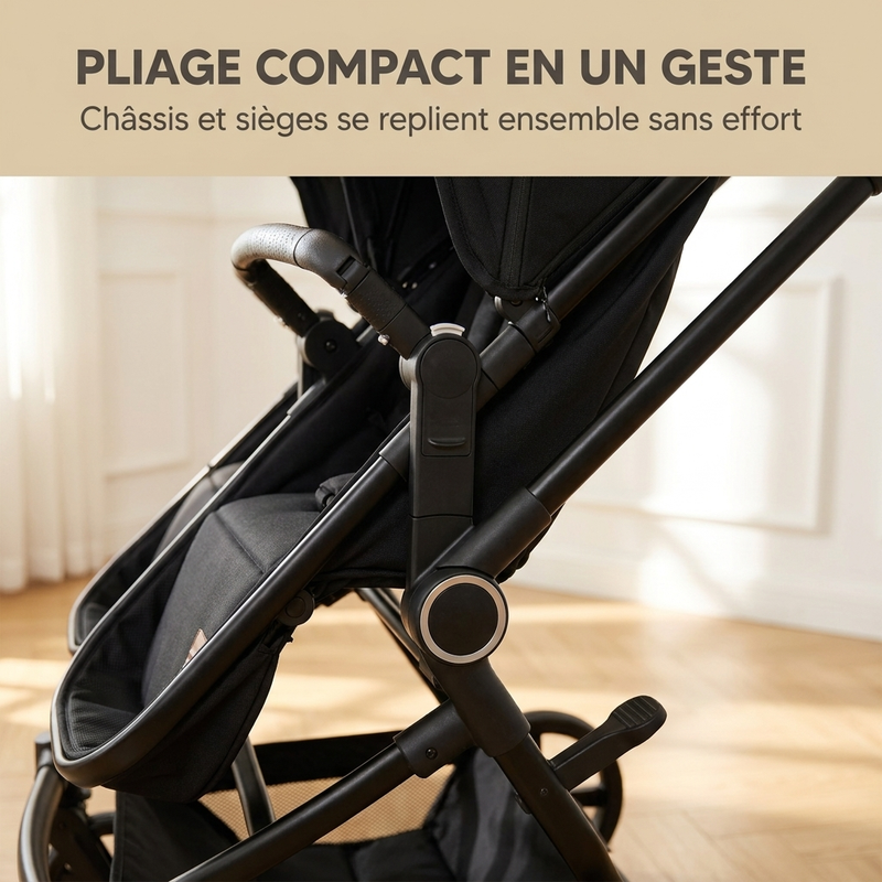 Dossiers réglables séparément de la poussette double Langéo